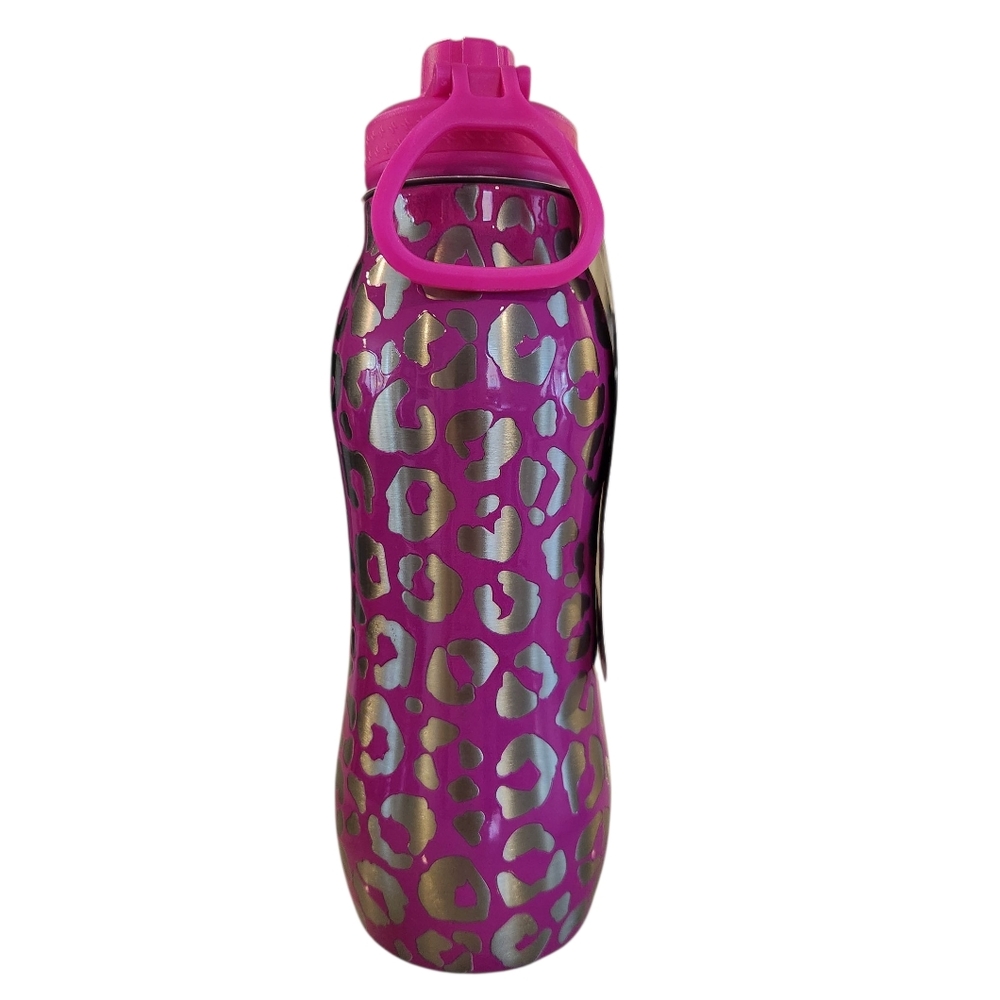 Hurley Peak Quench 32 Oz Stainless Steel Water Bottle Pink & Leopard Print - Picture 2 of 6